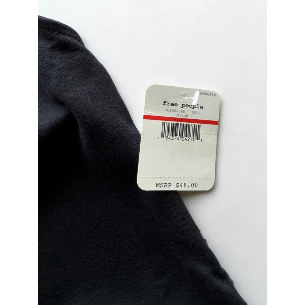 Free People Intimately Racerback Tank Top Black Henley Button XS